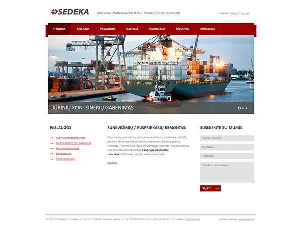 Sedeka interneto svetainės kūrimas