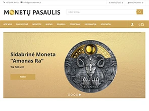 Monetų pasaulis interneto svetainės kūrimas