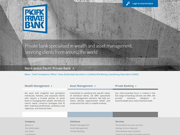 Private Pacifik Bank interneto svetainės kūrimas